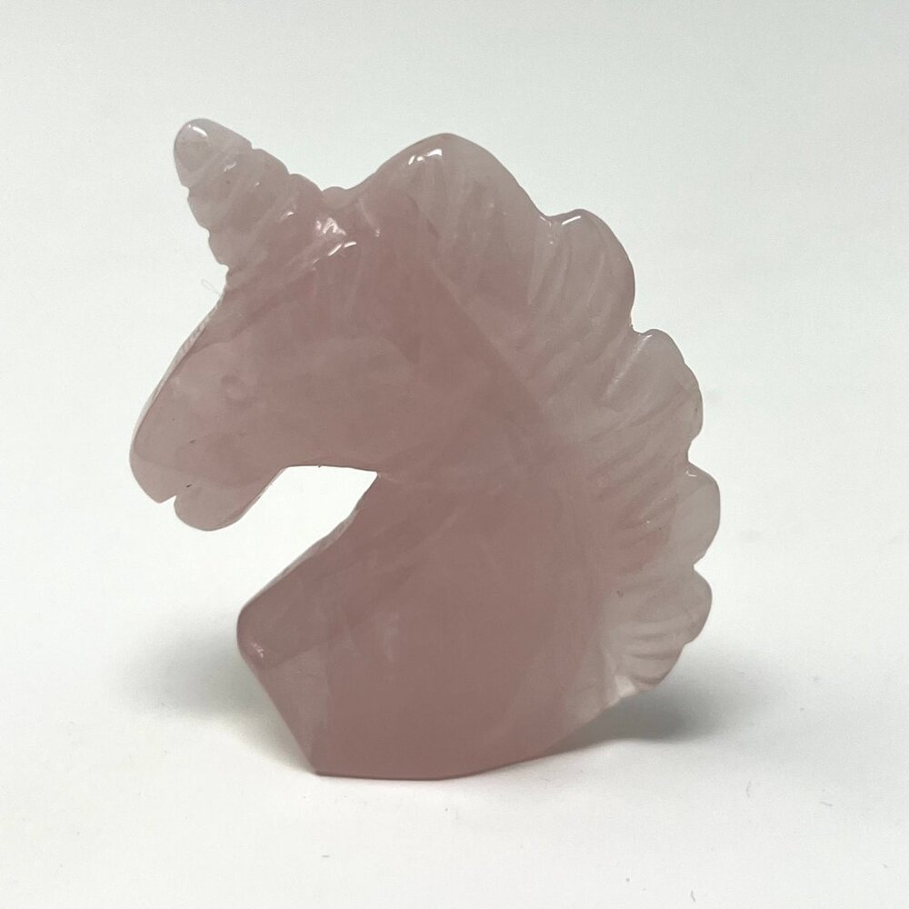 Rose Quartz Pink Unicorn Horse Carving Natural Crystal Stone Healing love - Picture 7 of 7